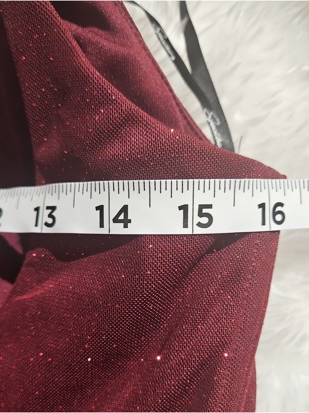 SPEECHLESS Burgundy Glitter Sheer Evening Gown Size 9 Beaded Flowing  Faux pearl - Picture 16 of 17